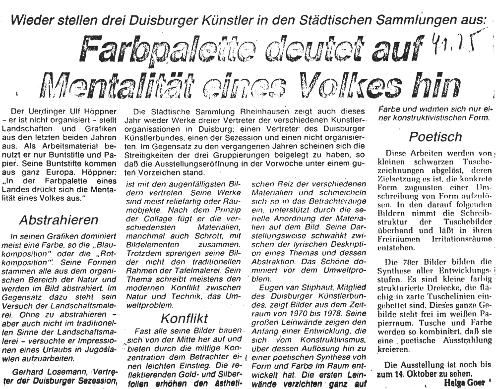 Zeitungsartikel NRZ, 19.09.1978