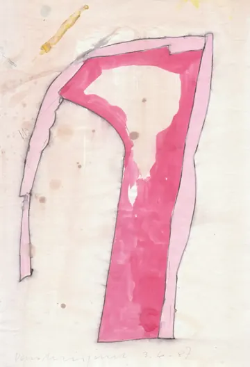 Eugen van Stiphaut: 1987, Tusche und Aquarell, 20 x 29,5cm