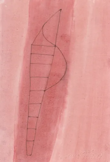 Eugen van Stiphaut: 1987, Tusche und Aquarell, 20 x 29,5cm