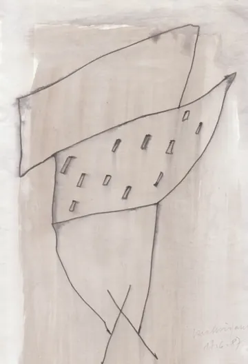 Eugen van Stiphaut: 1987, Tusche und Aquarell, 20 x 29,5cm