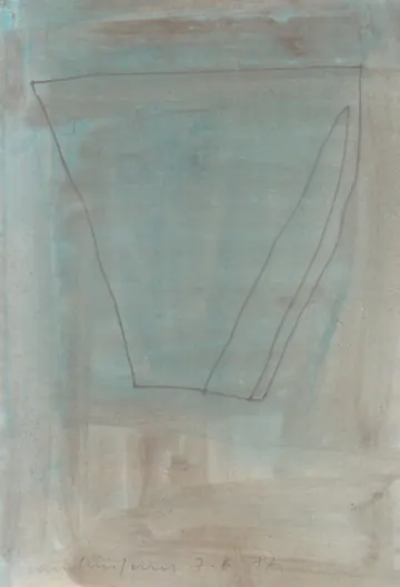 Eugen van Stiphaut: 1987, Tusche und Aquarell, 20 x 29,5cm