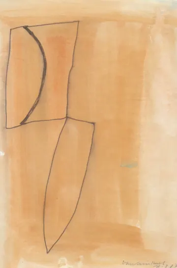 Eugen van Stiphaut: 1987, Tusche und Aquarell, 20 x 29,5cm