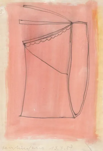 Eugen van Stiphaut: 1987, Tusche und Aquarell, 20 x 29,5cm