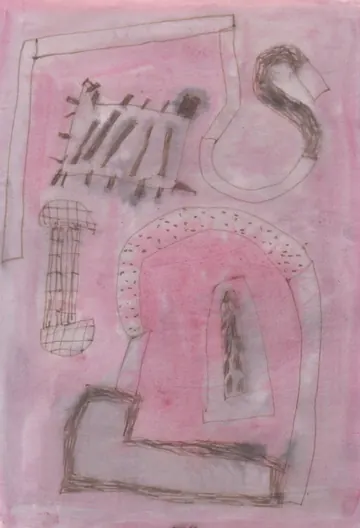 Eugen van Stiphaut: 1988, Tusche und Aquarell, 20 x 29,5cm
