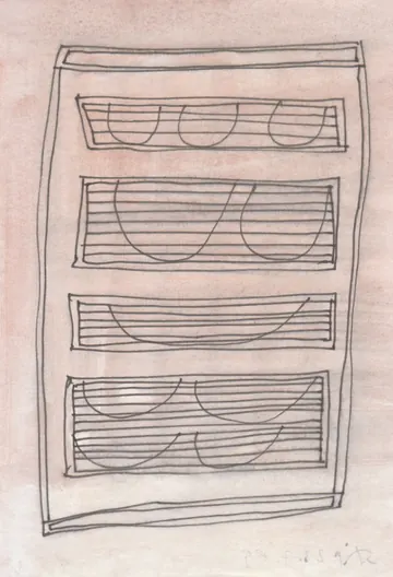 Eugen van Stiphaut: 1989, Tusche und Aquarell, 20 x 29,5cm