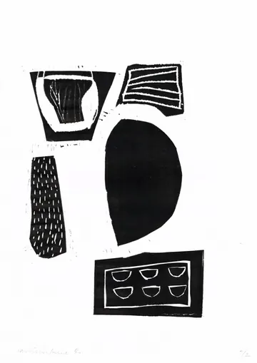 Eugen van Stiphaut: 1991, Linolschnitt, 30 x 42cm